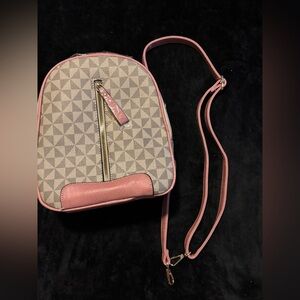 Pink and Gray Geometric Backpack